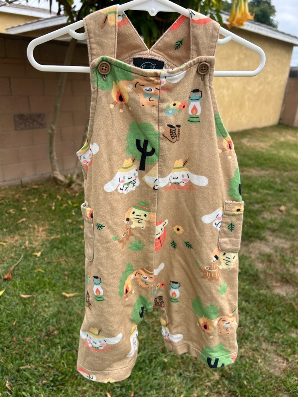 Sanrio Cinnamoroll Tan Jumpsuit with Multicolor Camper Print